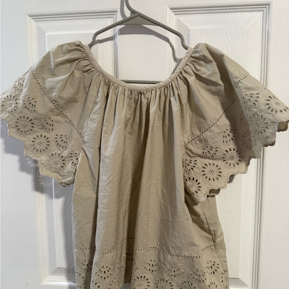 GAP Women's Beige Eyelet Blouse - Picture 3 of 4